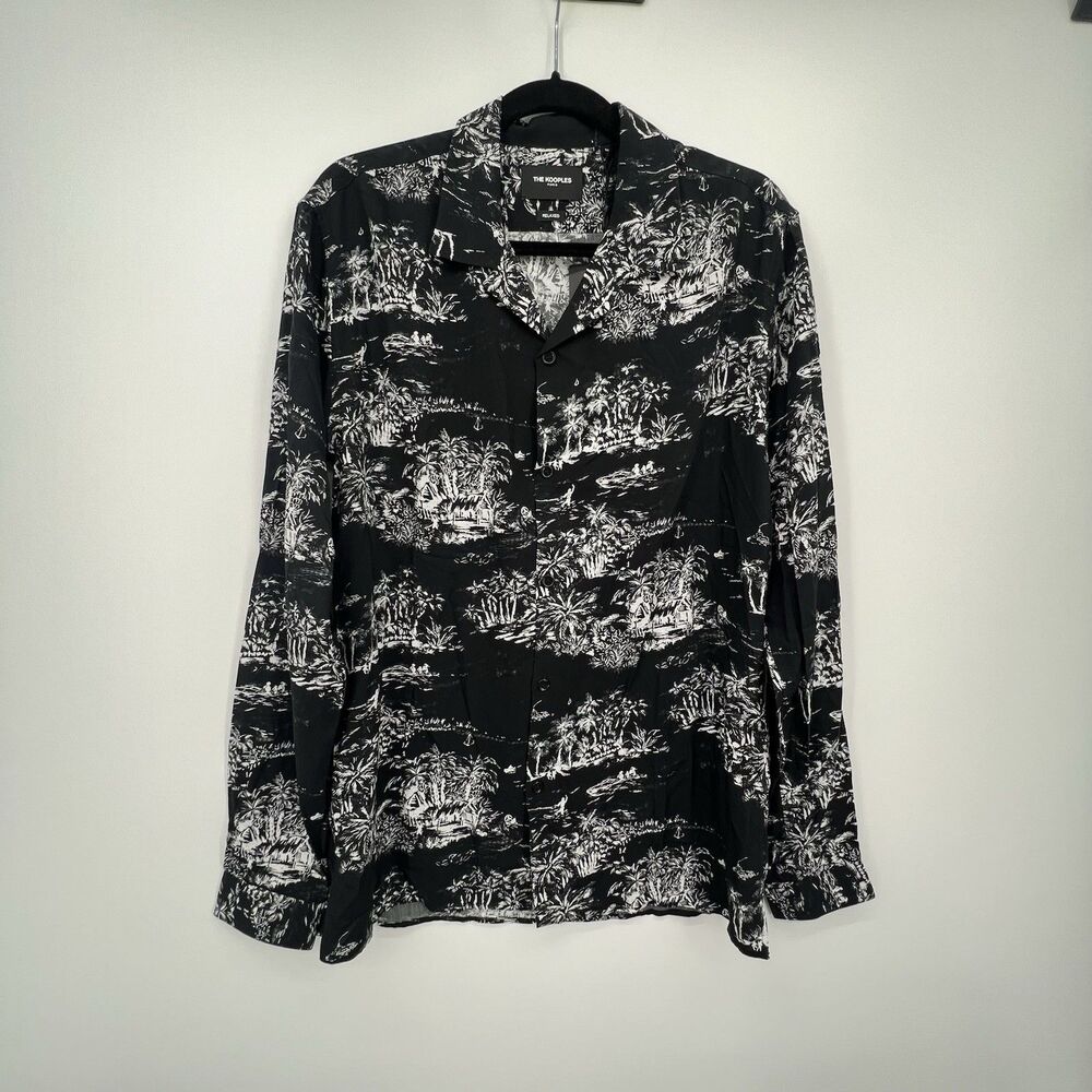 The Kooples Mens Aloha Print Floral Button Up Shirt Sz M Hawaiian Resort Vaca